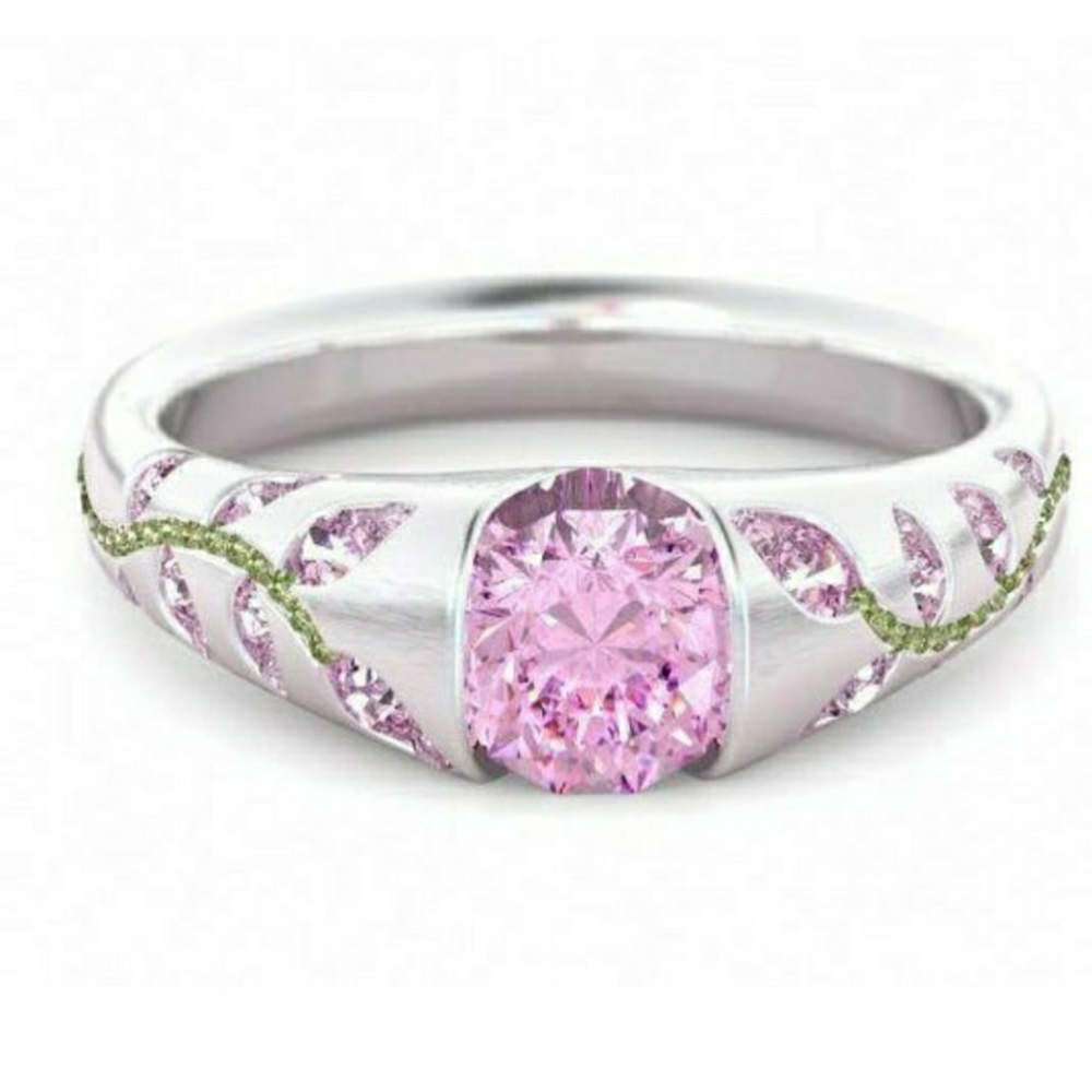 💐 Gorgeous Chanell Set Pink White Sapphire Ring 7